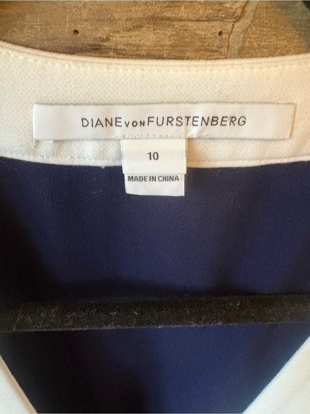 Diane von Furstenberg DVF Colorblock Faux Wrap Dress Blue Navy Ivory Size 10 - Picture 3 of 8